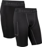 DANISH ENDURANCE Compressie Shorts - Heren - 2 Paar - Zwart/Zwart Grijs - L