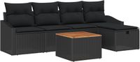 vidaXL Tuinbank Set 6-delig Zwart Polyrotan