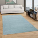 Paco Home Vloerkleed Woonkamer Effen Eenvoudig En Modern Laagpolig, Turquoise, 200x280 cm