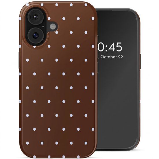 Selencia Hoesje - Geschikt voor Apple iPhone 16 - Backcover geschikt voor MagSafe - Happy Dots Chocolate
