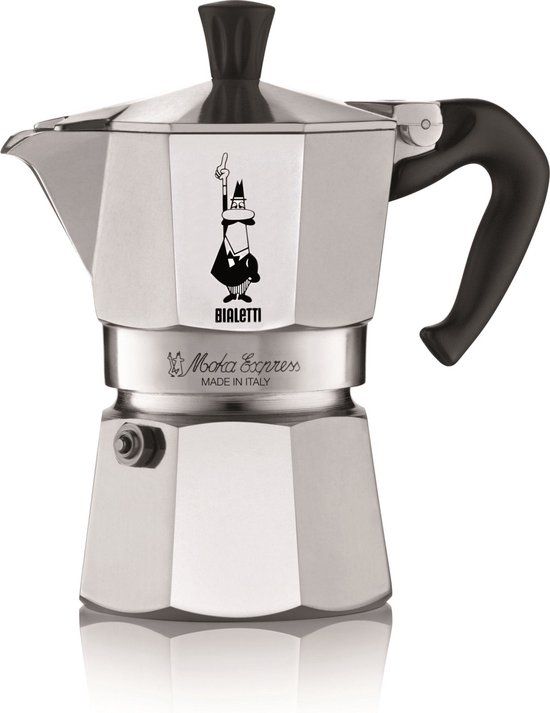 Bialetti Moka Express Moka Pot - 2 Cups - Aluminium - Black