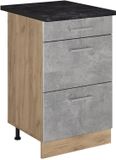 Vicco Keukenonderkast R-Line, Beton/Goudkleurig Eiken, 50 cm antraciet werkblad
