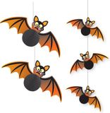 Fiestas Guirca Guirca - Halloween Hanging Bat Decorations Set of 5 - Black/Orange