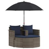 vidaXL Tuin Sofa 8 st poly rattan Grijs en Marineblauw