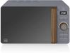 Swan Nordic Digitale magnetron, 20 l, 6 standen, 800 W vermogen, timer 30 min, eenvoudige reiniging, ontdooimodus, modern design, handvat in houtlook, mat grijs
