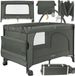 Momi Belove Plus Reisbed, 2-in-1, opvouwbaar, 2 hoogtes, voor baby's tot 9 kg en kinderen tot 15 kg, met matras, stang met speelgoed, aankleedkussen en draagtas
