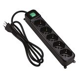 Tecnoware Power Systems Verdeeldoos - Stekkerdoos met 5 SCHUKO/ITALIA 10 / 16A-uitgangen met een helling van 45°- Lichtschakelaar en Child Protection - ITALIË ingangsstekker