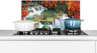 KitchenYeah Spatscherm keuken 70x30 cm - Waterval - Herfst - Natuur - Aluminium