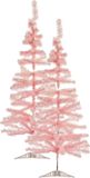 Artesania Cerd 2x stuks kleine lichtroze kerstbomen van 120 cm van kunststof met voet - Mini boompjes voor kinderkamer/kantoor