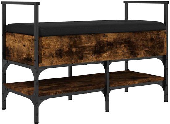 vidaXL Schoenenbank 85,5x42x57,5 cm bewerkt hout gerookt eikenkleurig