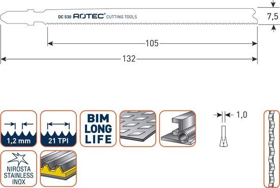 Rotec Decoupeerzaagblad DC530 / T321AF set 5 stuks