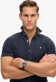 Superdry The Merchant Store Heren Overhemd Korte Mouw Slim Fit Katoen Eclipse Navy S
