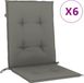 vidaXL Stoelkussens 6 st lage rug 100x50x4 cm stof donkergrijs