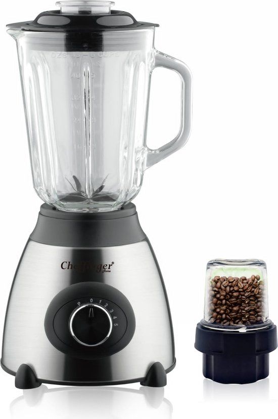 Cheffinger Blender 1.5L & coffeegrinder 100g - Smoothie - Shakes - Zwart - 700W