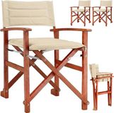 Casaria 2 Regisseursstoelen Gevoerd – FSC Eucalyptus – met Armleuningen – Creme