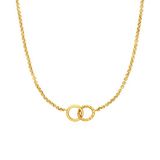 Lucardi Dames Stalen goldplated ketting met 2 cirkels