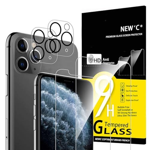 NEW'C Set van 4, 2 x Screen Protector voor iPhone 11 Pro en 2 x Camera Lens Protector