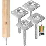 KOTARBAU® 4 st Paalhouder, Verzinkt Staal, 100 x 100 x 200 mm, Zilver