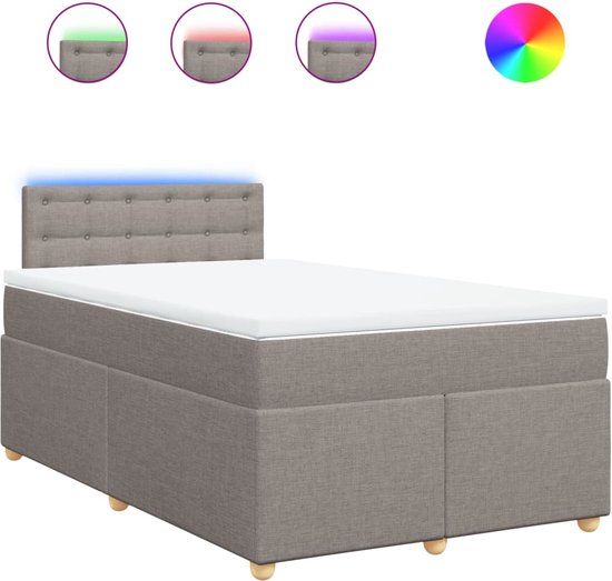 vidaXL Boxspring met matras stof taupe 120x200 cm