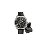 Bulova heren horloge lederen band Moon, zwart, Standaard, Modern