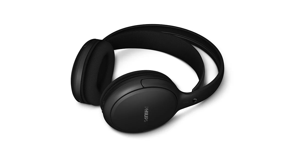 Philips SHD6000BK TV-hoofdtelefoon met 30 uur batterij, 30 m bereik, digitale 2,4 GHz verbinding, verwisselbare batterij, optische en 3,5 mm ingangen, over-ear comfort, zwart