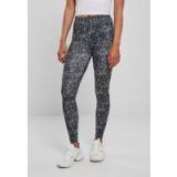 Urban Classics AOP Legging Dames Zwart/Wit 4XL