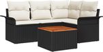 vidaXL Banc de jardin 5 pièces noir polyrattan