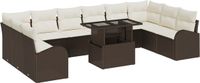 vidaXL Tuinbank Set 11-delig Bruin Poly-rattan