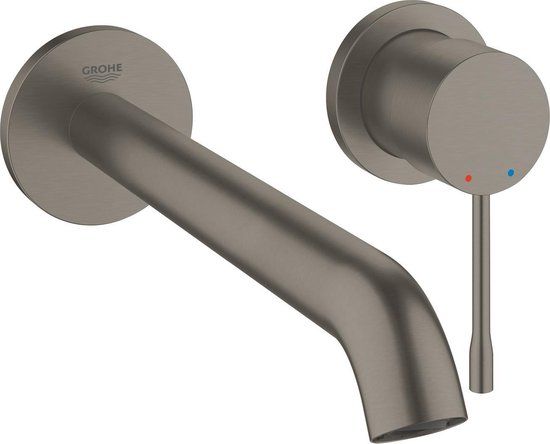 GROHE Essence New Wandgemonteerde Inbouw Wastafelkraan - Hard Graphite Geborsteld