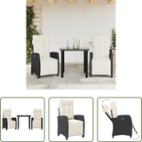 Vidaxl Table de jardin - Ensemble à manger de jardin avec coussins 3 pcs noir