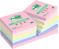 Post-it Recycling Notes, gekleurd, 76 mm x 76 mm, 12 blokken á 100 vellen