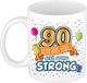 Bellatio Decorations Mok 90 jaar - Wit - Keramiek - 300 ml
