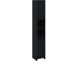 vidaXL - Badkamerkast - Zwart Eiken - 30 x 30 x 183,5 cm - Bewerkt Hout