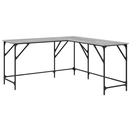 vidaXL Bureau - 149x149x75 cm - Bewerkt Hout - Grijs Sonoma Eikenkleurig