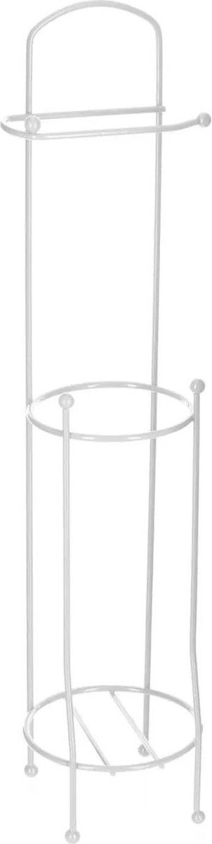 5five Staande wc/toiletrolhouder met reservoir wit 66 cm - Metaal