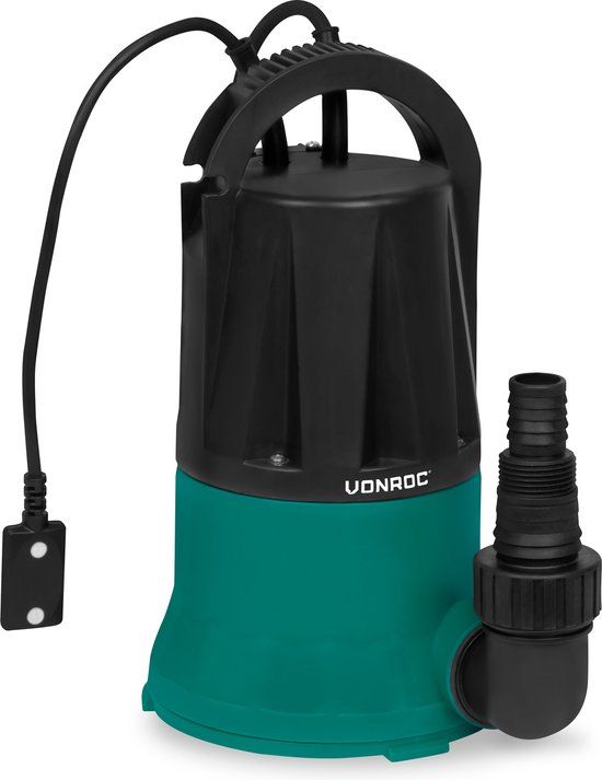 VONROC Dompelpomp / vlakzuigpomp / dweilpomp – tot 1mm met sensorschakelaar – 400W – 6000l/h – Voor schoon water