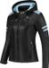 Rusty Stitches Joyce Hooded V2 Dames Motorfiets Leren Jas - Zwart/Blauw, Maat 38