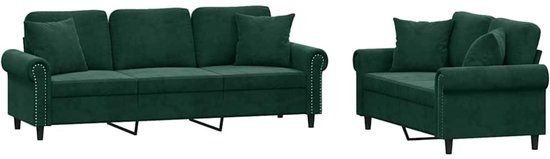 VidaXL 2-delige Loungeset met kussens fluweel donkergroen