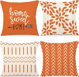 Goodivery ® Set van 4 kussenhoezen linnen kussenhoezen decoratieve kussenhoezen voor bank tuin bed bankkussen 40 x 40 cm (set van 4) oranje