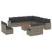 vidaXL 14-delige Loungeset met Kussens Poly Rattan Grijs