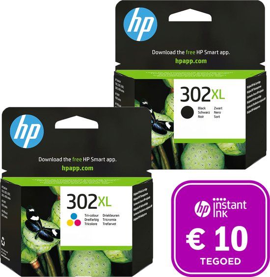 HP 302 - Inktcartridge kleur XL & zwart XL + Instant Ink tegoed