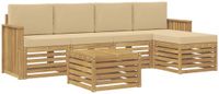 vidaXL - Buiten - bank - set - 6 - st - Wit - en - Beige - Polyester