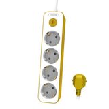 Philips CHP2145Y Stekkerdoos met 4 stopcontacten, wit/geel, 1,5 m kabel, hoofdschakelaar, automatische veiligheidssluiting, led-indicator voor stroomvoorziening