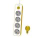 Philips CHP2145Y Stekkerdoos met 4 stopcontacten, wit/geel, 1,5 m kabel, hoofdschakelaar, automatische veiligheidssluiting, led-indicator voor stroomvoorziening