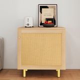 MODFU Opbergkast Gevlochten Rotan Deur Metalen Poten Rustieke Stijl MDF Naturel