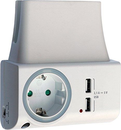 FeinTech NLG00300 USB-lader met nachtlampje en veiligheidsstopcontact