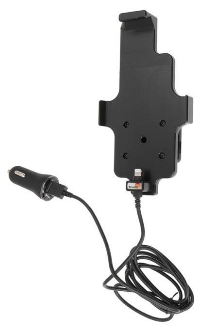 Brodit 721091 - Actieve houder voor Apple iPhone XR / 11 / 12 / 12 Pro - Zwart - 12V USB plug
