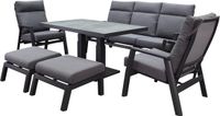 AVH-Collectie Vegas stoel bank dining loungeset 6 delig verstelbaar aluminium antraciet