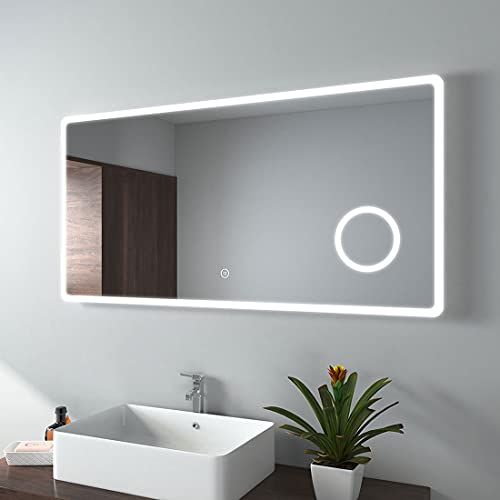 EMKE Led-badkamerspiegel met verlichting - 120 x 60 cm - koudwit - aanraakschakelaar - make-upspiegel - IP44