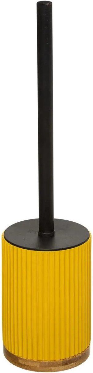 5five WC- / toiletborstel met houder rond geel polyresin/steen 40 cm